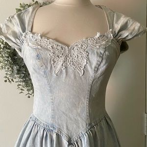 Vintage no brand acid wash zip up dress